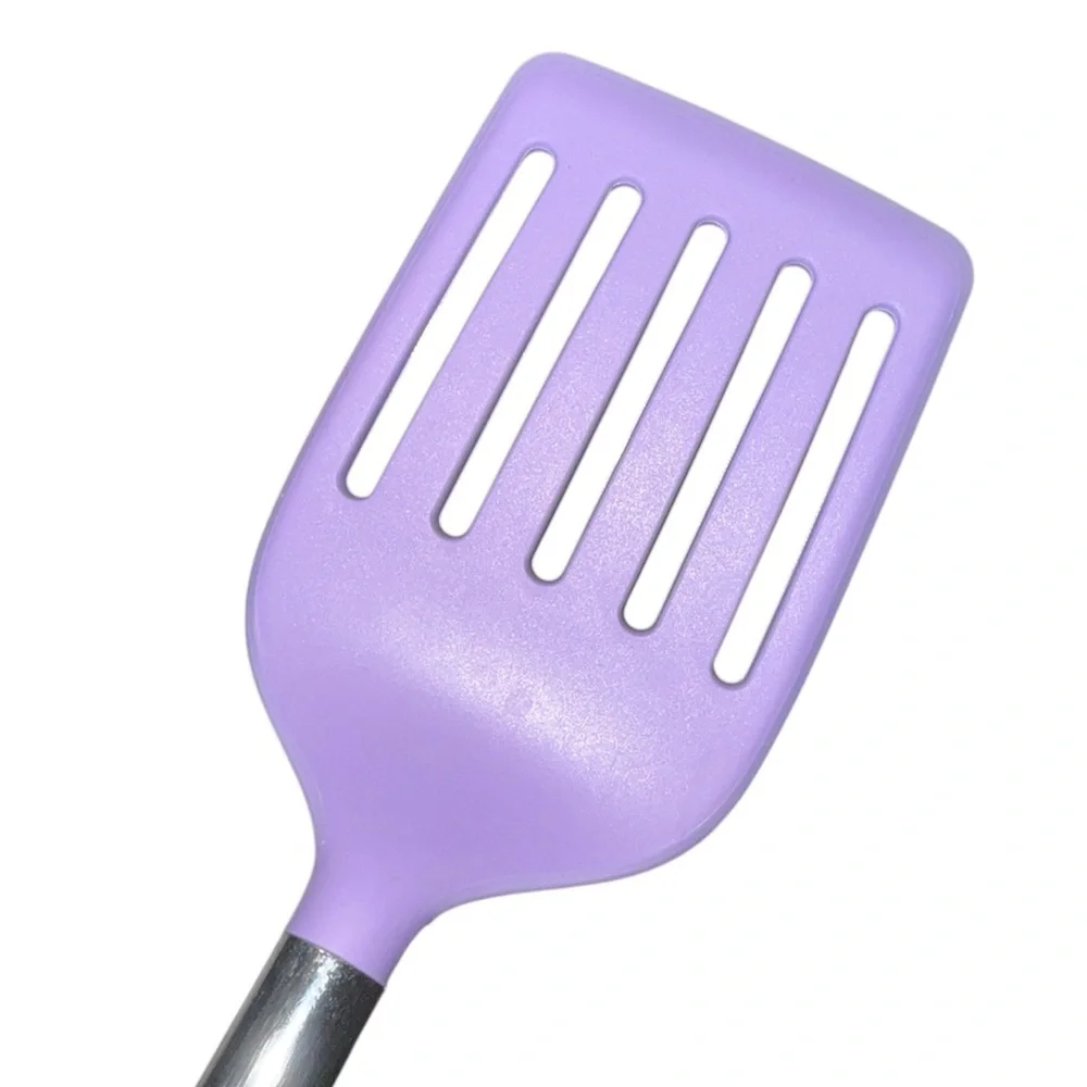 Williams Sonoma Stainless-Steel Silicone Slotted Turner + Tongs in Purple/Lilac